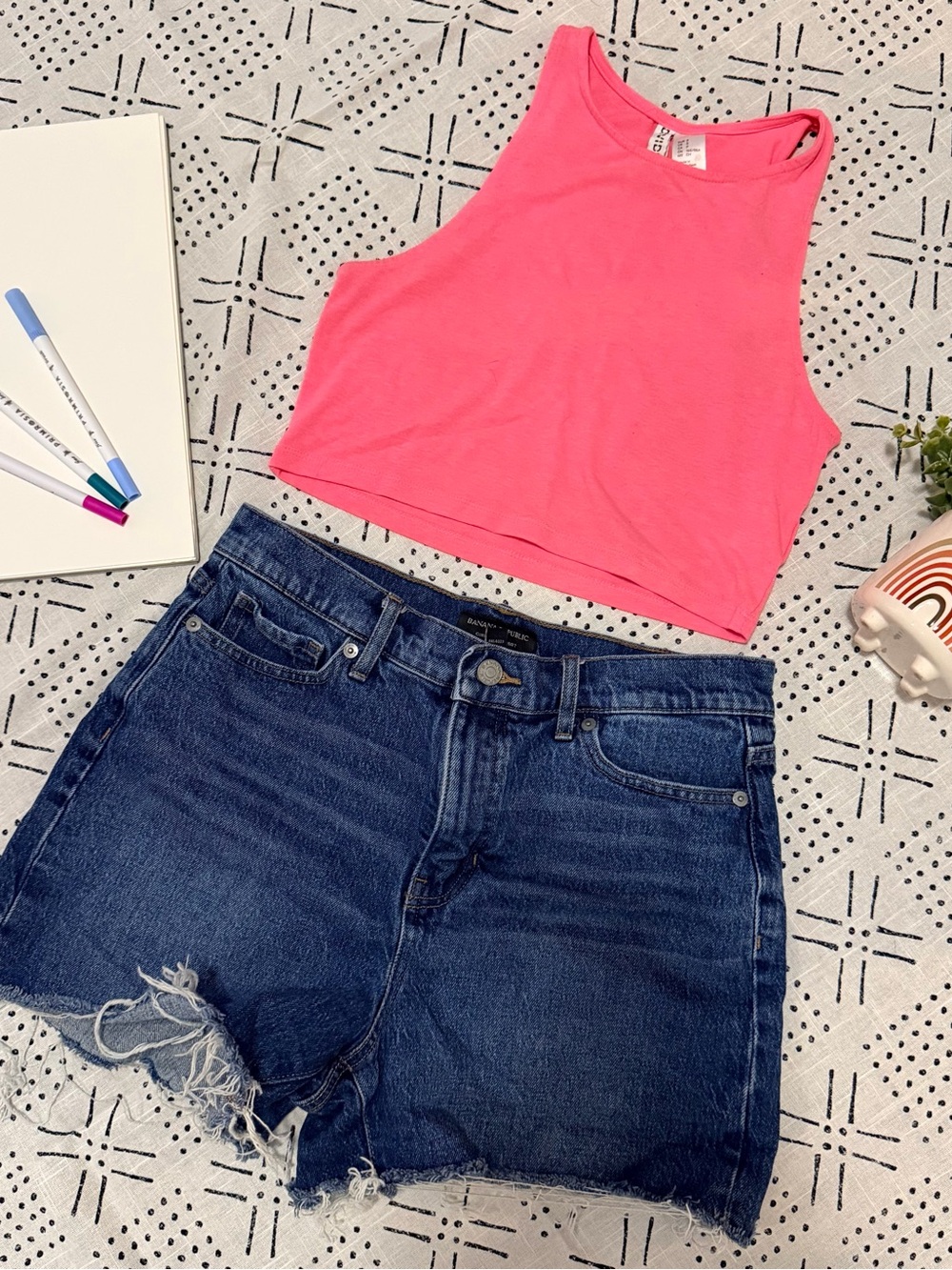 Banana Republic Hot Pink Jean Shorts Set